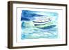 Lonely Boat In Turquoise Waters-M. Bleichner-Framed Art Print