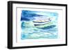 Lonely Boat In Turquoise Waters-M. Bleichner-Framed Art Print