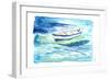 Lonely Boat In Turquoise Waters-M. Bleichner-Framed Art Print