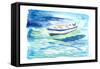 Lonely Boat In Turquoise Waters-M. Bleichner-Framed Stretched Canvas