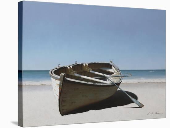 Lonely Boat on Beach-Zhen-Huan Lu-Stretched Canvas