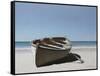 Lonely Boat on Beach-Zhen-Huan Lu-Framed Stretched Canvas