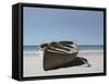 Lonely Boat on Beach-Zhen-Huan Lu-Framed Stretched Canvas