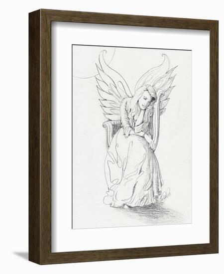 Lonely Guardian Angel In The Moonlight-sylvia pimental-Framed Art Print