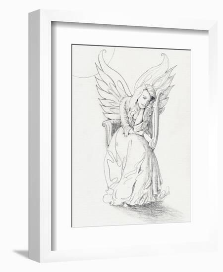 Lonely Guardian Angel In The Moonlight-sylvia pimental-Framed Art Print