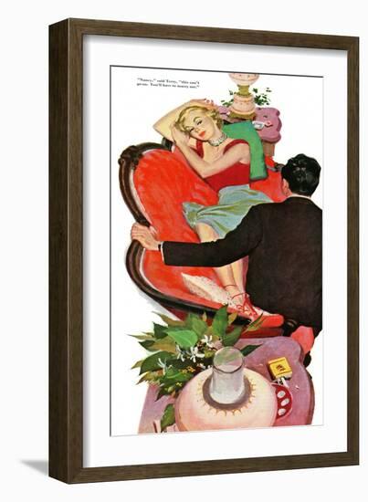 Lonely Honeymoon  - Saturday Evening Post "Leading Ladies", March 11, 1950 pg.28-Joe deMers-Framed Giclee Print