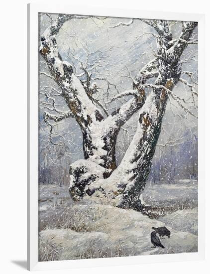 Lonely Oak In Winter Wood-balaikin2009-Framed Art Print