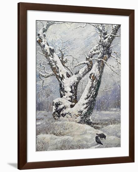 Lonely Oak In Winter Wood-balaikin2009-Framed Art Print