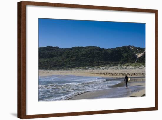 Lonely Surfer on a Beach Near Margaret River, Western Australia, Australia, Pacific-Michael Runkel-Framed Photographic Print