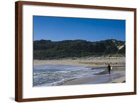 Lonely Surfer on a Beach Near Margaret River, Western Australia, Australia, Pacific-Michael Runkel-Framed Photographic Print