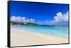 Long Bay Beach, beautiful soft white sand, turquoise sea, Antigua-Eleanor Scriven-Framed Stretched Canvas