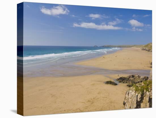 Long Beach and Coastline, Perranporth, North Cornwall, England, United Kingdom, Europe-Neale Clark-Stretched Canvas