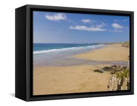 Long Beach and Coastline, Perranporth, North Cornwall, England, United Kingdom, Europe-Neale Clark-Framed Stretched Canvas