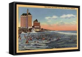 Long Beach, CA - Swimmers by Villa Riviera & Pacific Coast Club-Lantern Press-Framed Stretched Canvas