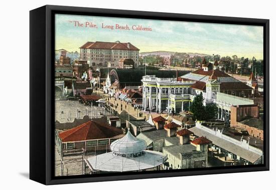 Long Beach, California - Aerial Panoramic View of the Pike-Lantern Press-Framed Stretched Canvas