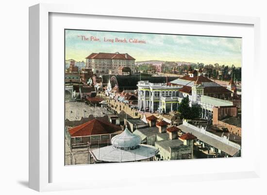 Long Beach, California - Aerial Panoramic View of the Pike-Lantern Press-Framed Art Print