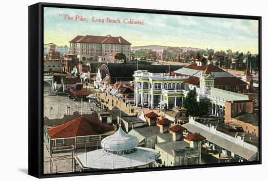 Long Beach, California - Aerial Panoramic View of the Pike-Lantern Press-Framed Stretched Canvas