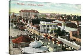 Long Beach, California - Aerial Panoramic View of the Pike-Lantern Press-Stretched Canvas