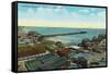 Long Beach, California - Aerial View over the Pike-Lantern Press-Framed Stretched Canvas