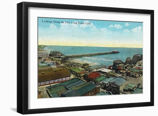 Long Beach, California - Aerial View over the Pike-Lantern Press-Framed Art Print