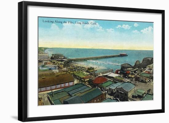 Long Beach, California - Aerial View over the Pike-Lantern Press-Framed Art Print