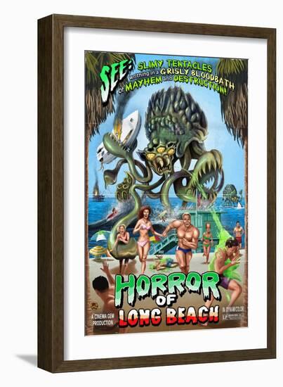 Long Beach, California - Alien Attack Horror-Lantern Press-Framed Art Print