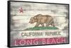 Long Beach, California - Barnwood State Flag-Lantern Press-Framed Stretched Canvas
