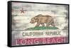 Long Beach, California - Barnwood State Flag-Lantern Press-Framed Stretched Canvas