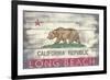 Long Beach, California - Barnwood State Flag-Lantern Press-Framed Premium Giclee Print