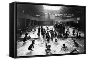Long Beach, California - Bath House Plunge Interior Photograph-Lantern Press-Framed Stretched Canvas