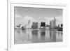 Long Beach, California City Skyline View Photograph - Long Beach, CA-Lantern Press-Framed Premium Giclee Print