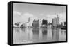 Long Beach, California City Skyline View Photograph - Long Beach, CA-Lantern Press-Framed Stretched Canvas