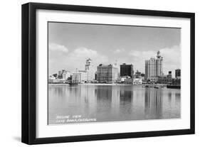 Long Beach, California City Skyline View Photograph - Long Beach, CA-Lantern Press-Framed Art Print