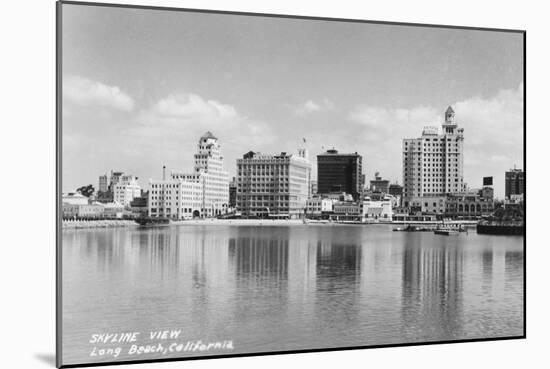 Long Beach, California City Skyline View Photograph - Long Beach, CA-Lantern Press-Mounted Art Print