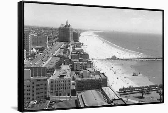 Long Beach, California Coastline and Beach Photograph - Long Beach, CA-Lantern Press-Framed Stretched Canvas