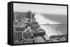 Long Beach, California Coastline and Beach Photograph - Long Beach, CA-Lantern Press-Framed Stretched Canvas