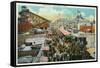 Long Beach, California - Crowds Along the Pike-Lantern Press-Framed Stretched Canvas