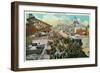 Long Beach, California - Crowds Along the Pike-Lantern Press-Framed Art Print