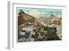 Long Beach, California - Crowds Along the Pike-Lantern Press-Framed Art Print