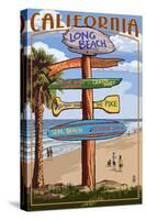 Long Beach, California - Destination Sign-Lantern Press-Stretched Canvas