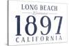 Long Beach, California - Established Date (Blue)-Lantern Press-Stretched Canvas