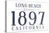 Long Beach, California - Established Date (Blue)-Lantern Press-Stretched Canvas