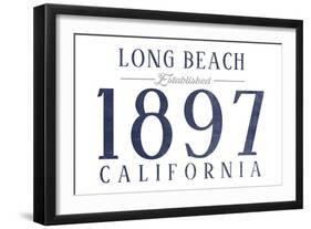 Long Beach, California - Established Date (Blue)-Lantern Press-Framed Art Print