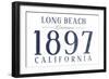 Long Beach, California - Established Date (Blue)-Lantern Press-Framed Art Print