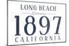 Long Beach, California - Established Date (Blue)-Lantern Press-Mounted Art Print