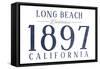 Long Beach, California - Established Date (Blue)-Lantern Press-Framed Stretched Canvas