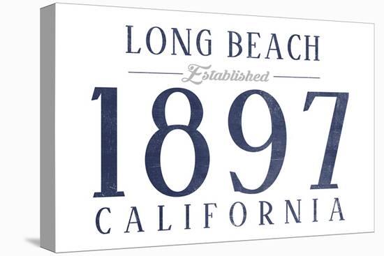 Long Beach, California - Established Date (Blue)-Lantern Press-Stretched Canvas