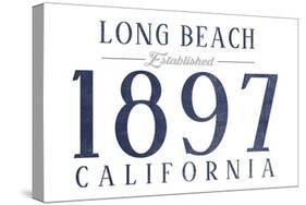 Long Beach, California - Established Date (Blue)-Lantern Press-Stretched Canvas