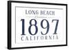 Long Beach, California - Established Date (Blue)-Lantern Press-Framed Art Print