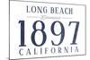 Long Beach, California - Established Date (Blue)-Lantern Press-Mounted Art Print